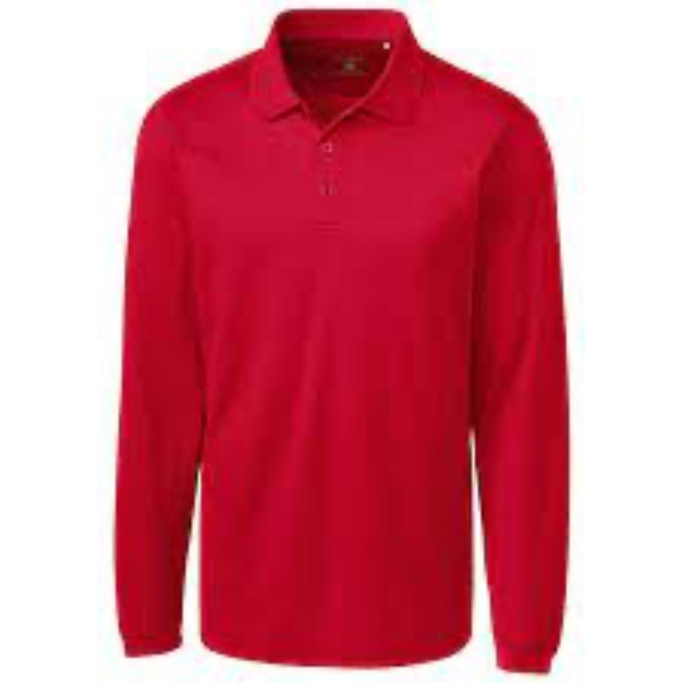 NEW Men's Heavy 100% Cotton  Long Sleeve Polo Shirt Red Holiday C Christmas  M